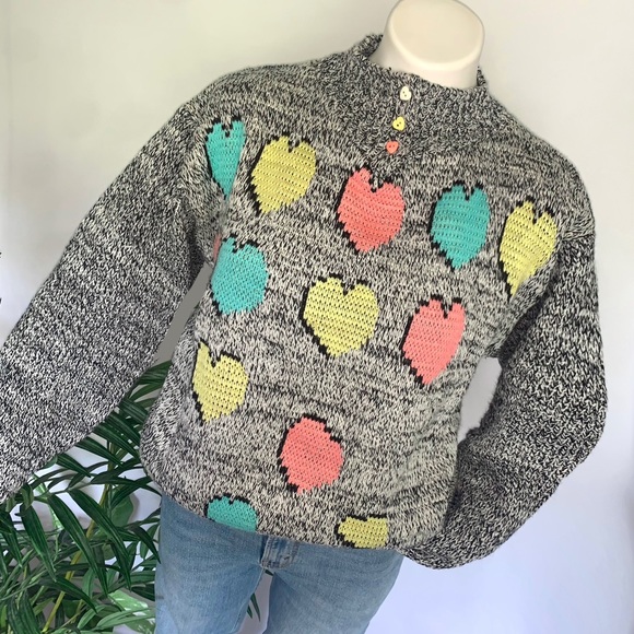 v i n t a g e :: Unique Slouchy Heart Kawaii Knit Novelty Sweater - Picture 10 of 10